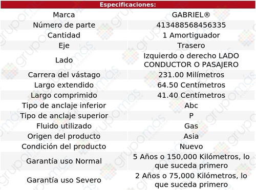 1 Amortiguador Conductor O Pasajero Tra Peugeot 307 01-08 Foto 2