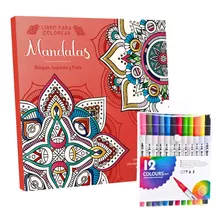 Libro De Mandalas + 12 Plumones Doble Punta Fina/gruesa