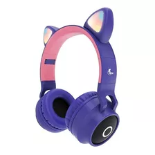 Auriculares Bluetooth Infantiles Niña Con Luces Orejas Gato