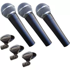 Kit 3 Microfono Mano Jts Pdm3 Dinamico Pipeta Con Cable Sm58