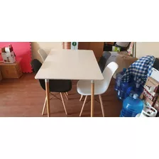 Comedor Rectangular Para 4 Personas Sillas Blanco Y Nego