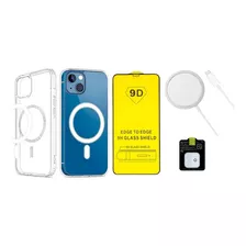 Kit Funda Para iPhone Magsafe Cargador Mica Camara Pantalla Color iPhone 13 Mini