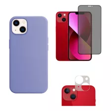 Capa Capinha Silicone Case Para iPhone 13 + Privaci + Câmera