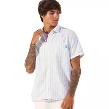 Camisa Listrada Colcci Relax Azul Masculino