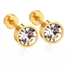 Brinco Zircônia 4mm Ouro 18k Tarraxa De Rosca Premium