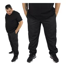 Calça Tactel Grande Plus Size Elástico Masculina 3 Bolsos