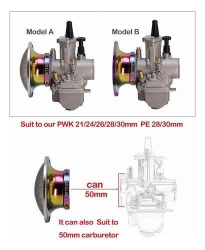 Filtro De Aire Azul De 50 Mm Para Carburador Pwk Moto Foto 6