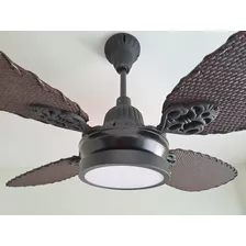 Ventilador De Techo S I T E C Fundición Negro Rattan Y Led T