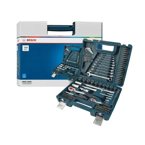 Set Herramientas Llaves Tubo Combinadas Bosch 134pz 1/2 1/4 Azul