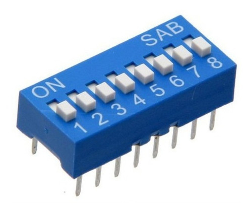 Interruptor Dip Switch 8 Posiciones 2.5mm Azul