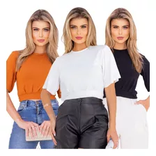 Kit C/3 Blusinha Top Cropped Social Tamanhos M G +5 Cores 