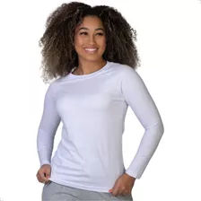 Blusa Camiseta Manga Longa Feminina Gola Básica Lisa Premium