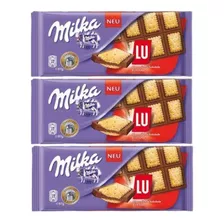 3 Barra De Chocolate Importado - Milka Lu (biscoito Doce)