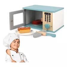 Juego Horno Microondas De Madera Juguete Didactico Niños 