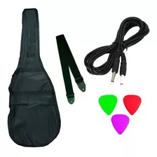 Accesorios Guitarra Electrica Bajo Funda Cable Correa 3 Puas