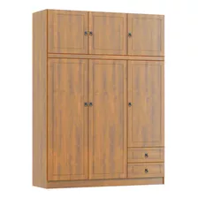 Ropero 6 Puertas 2 Cajones Placard Madera Dormitorio Lcm Color Roble