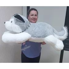 Lobo Cachorro Huscky De Pelúcia Grande 85cm Com Frete Grátis