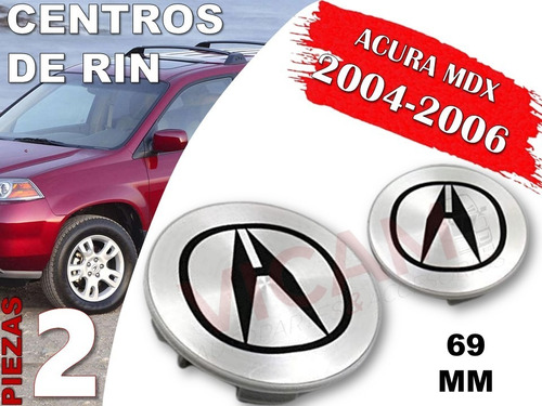 Par De Centros De Rin Acura Mdx 2004-2006 69 Mm (gris) Foto 2