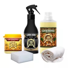 Kit Limpa Couro + Cera Hidratante Jr + Óleo De Amêndoas