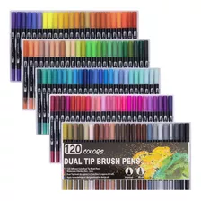 120 Colores Marcadores Plumones Punta De Pincel Dual Brush