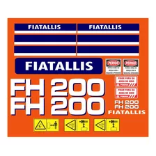 Kit Adesivo Para Escavadeira Fiatallis Fh200 + Etiqueta Mk Cor Adesivo Emblema Gráfico Fh 200