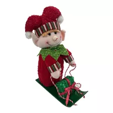 Boneco Duende De Natal Dirigindo Trenó Decoração