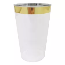 Copo De Plástico 340ml Luxo Listra Ouro 4 Unidades