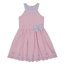 Vestido Menina Luxo Bordado Paraiso Listrado Verão Rf 14100