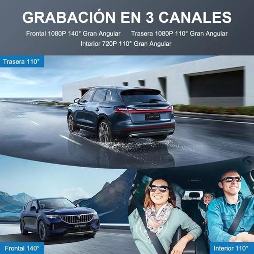 Cmara Para Carro Dvr 3 Lentes 1080p Full Hd Dash Cam 3 En 1 Foto 9