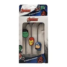 Marvel Avengers Set 3 Bombillas Reusables Con Limpiador