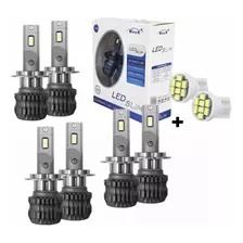 Kit 6 Lâmpadas Ultra Led Slim Farol Alto Baixo Milha 11000lm