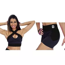 Kit Academia Feminino Short Cos Alto + Top X Fitness Treino