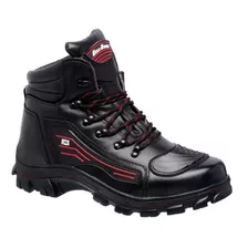 Bota Adventure Motociclista Masculina Couro Cadarço Conforto