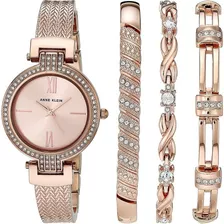 Anne Klein ® set Reloj Y Pulseras Mujer Cristales 3584rgst Color De La Correa Oro Rosa / Rose Gold Color Del Bisel Oro Rosa / Rose Gold Color Del Fondo Oro Rosa / Rose Gold