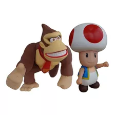 Kit 2 Bonecos Grandes Donkey Kong E Toad 23cm Coleção 