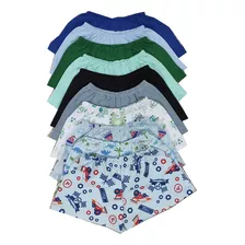 Kit 7 Shorts Tapa Fralda Básico Infantil Bebê Criança