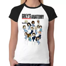 Kit Com 3 Baby Look Blusa Feminina Greys Anatomy Série