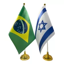 Bandeira Brasil E Isarel Pedestal Para Mesas De Igrejas