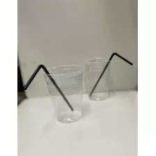 100 Vasos Plásticos Transp. 500 Ml (1/2 Lt) + 100 Bombillas