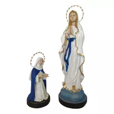 Imagem De Nossa Senhora De Lourdes 42cm Santa Bernadete 22cm Cor Colorido