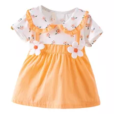 Vestido De Verão Para Meninas De 1 A 4 Anos Estampado Em ALG