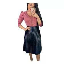 Saia Moda Evangélica Social Midi Roupas Femininas Evangelicas