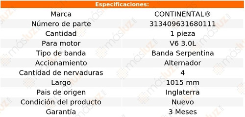 Banda 1015 Mm Acc 929 V6 3.0l 92/95 Continental Alternador Foto 8