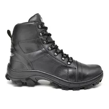 Bota Masculina Tática Militar Coturno Couro Cano Baixo