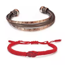 Pulseras Cobre Y Roja Nudo Protección Y Salud