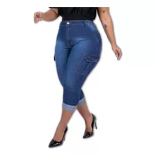 Calça Jeans Corsario Feminino Capri Plus Size Cintura Alta