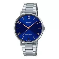 Reloj Mujer Casio Ltp-vt01d-2b2udf Color De La Correa Plateado Color Del Bisel Plateado Color Del Fondo Azul Acero