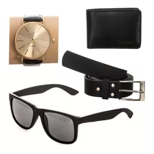 Kit Masculino Relógio + Carteira + Óculos + Cinto + Caixa