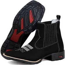 Bota Texana Bico Quadrado Country Couro Bordada Promoçao