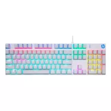 Teclado Gamer Hp Gk400f Qwerty Español Color Blanco Con Luz Rainbow